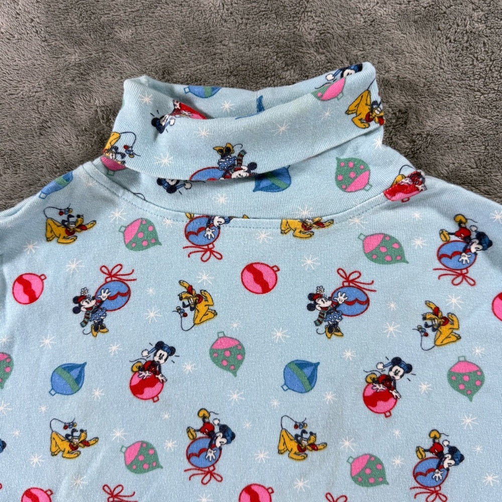 Disney Ornament Holiday Character Print Turtleneck Long Sleeve Christmas Winter